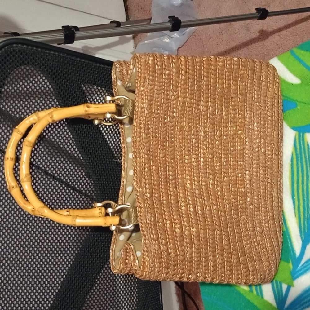 Sonoma wicker handbag with bamboo handles